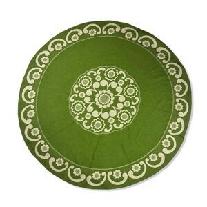 Vintage Green Floral Woven Round Table Cloth